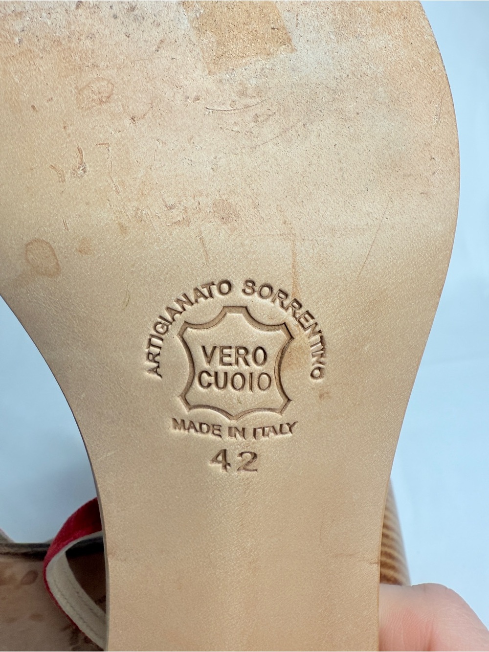 Corium Sorrento Italian Red Leather Sling Back Buckle Heels US 11 EU 42 Italy - Picture 11 of 12